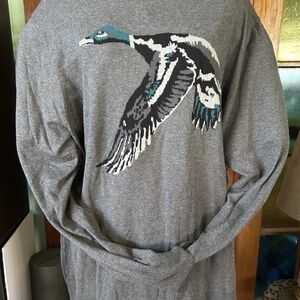 Merona Grey Cotton Blend Duck Mallard Sweater Size Medium Long Sleeve Gray